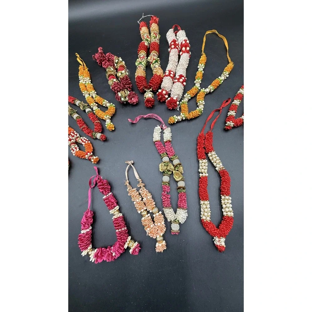 Lot of 15 Traditional Indian Fabric Garlands Diwali Wedding Puja Decor Mala Haar